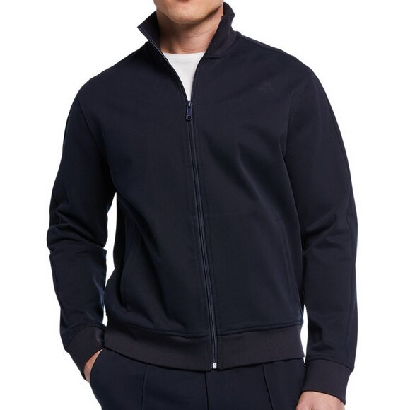 NWT Vince Men's Black Zip Track JacketModern Structured Knit Fit
